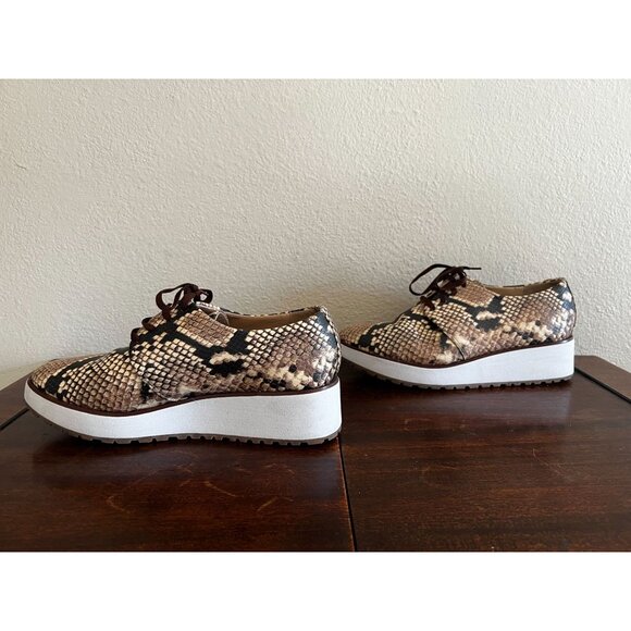 Aldo Lovirede Oxford Shoe Platform Sz 7 Snakeskin Brown Tan Lace-Up - Picture 7 of 10